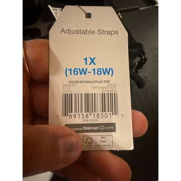 Time And Tru Womens Solid Keyhole Plus Top With Adjustable Straps & Back Closure - Picture 6 of 9